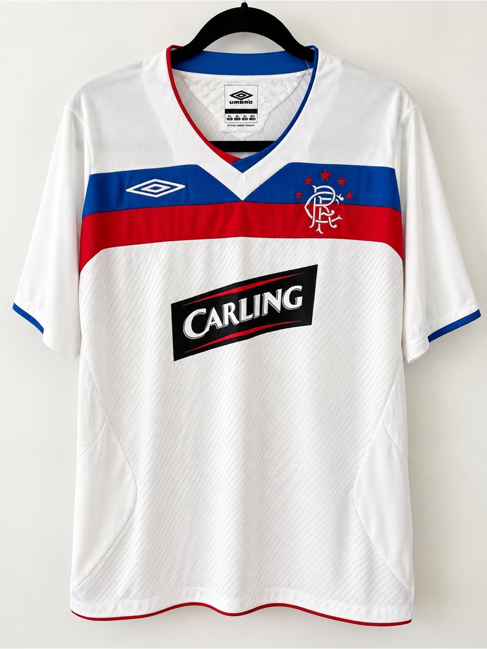 Umbro Rangers FC 2008/09 Away Soccer Jersey Carling White XL